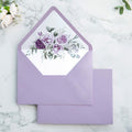 PONATIA 50 Pieces Shiny Lilac Floral Liner Euro Flap Envelopes for  Wedding Invitation Card