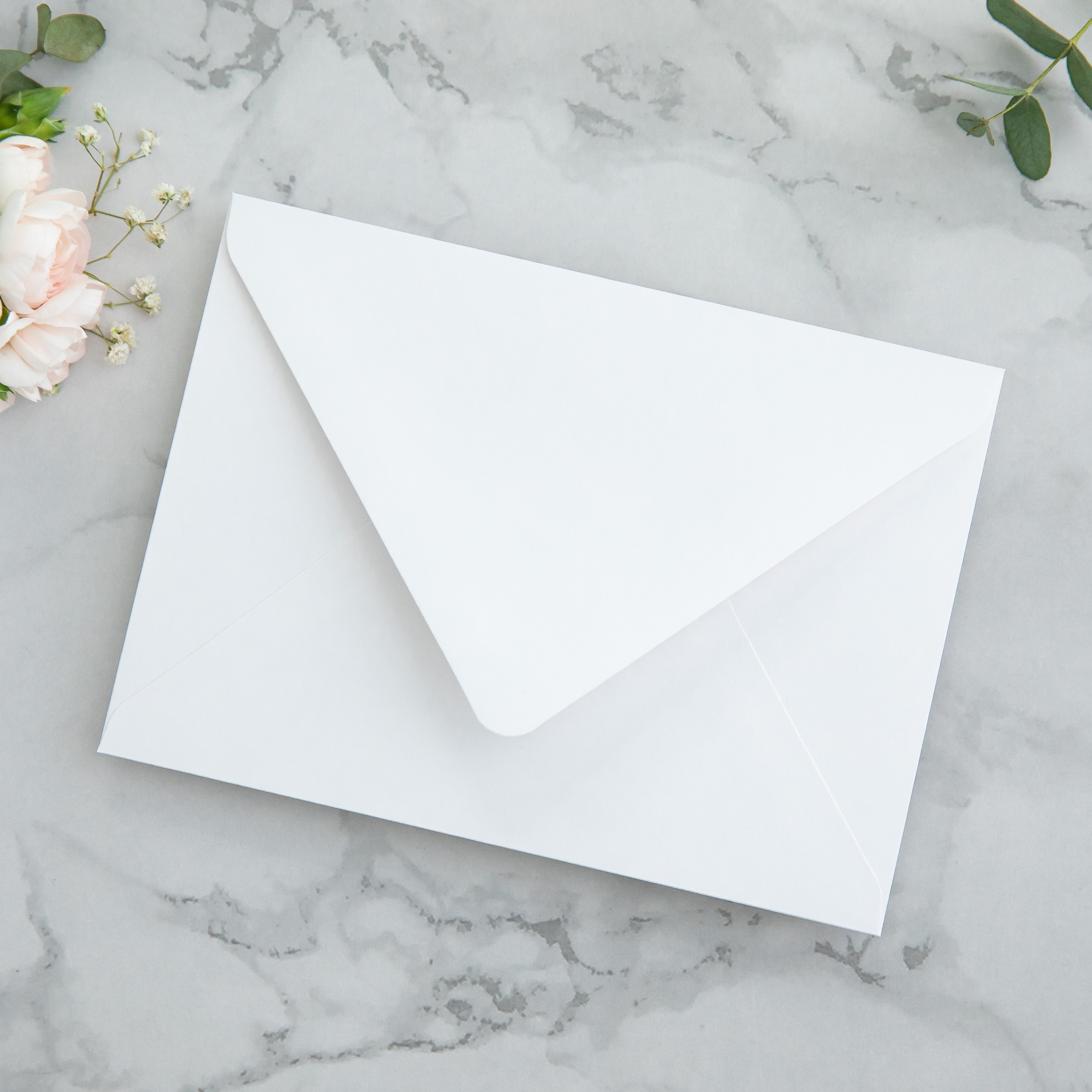 PONATIA 50 Pieces White & Green Leaves Liner Euro Flap Envelopes for  Wedding Invitation Card