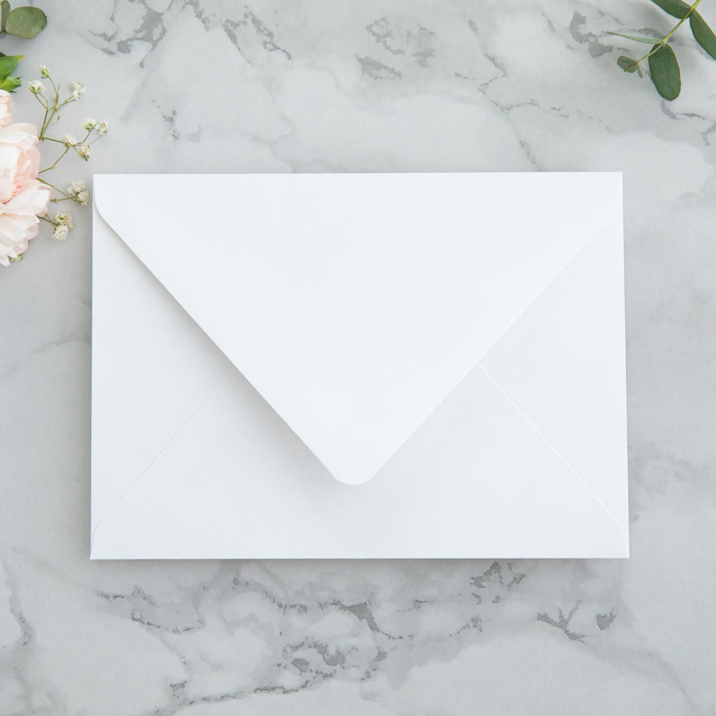 PONATIA 50 Pieces White & Green Leaves Liner Euro Flap Envelopes for  Wedding Invitation Card