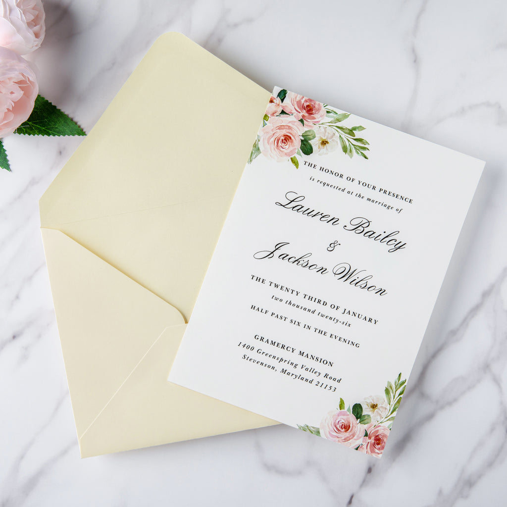 PONATIA 50 Pcs A7 Cream Envelopes for 5x7 Weddings Invitation Cards