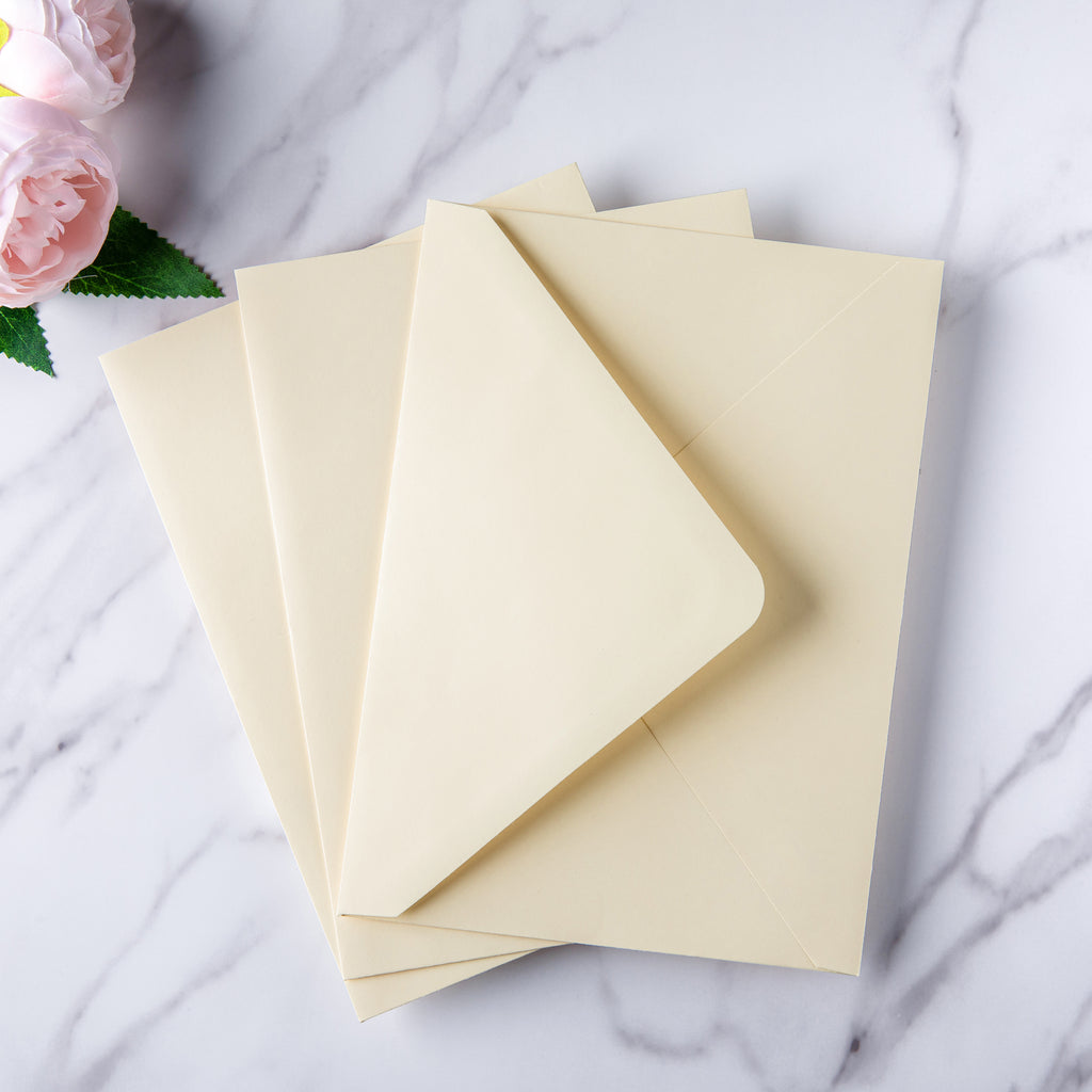 PONATIA 50 Pcs A7 Cream Envelopes for 5x7 Weddings Invitation Cards