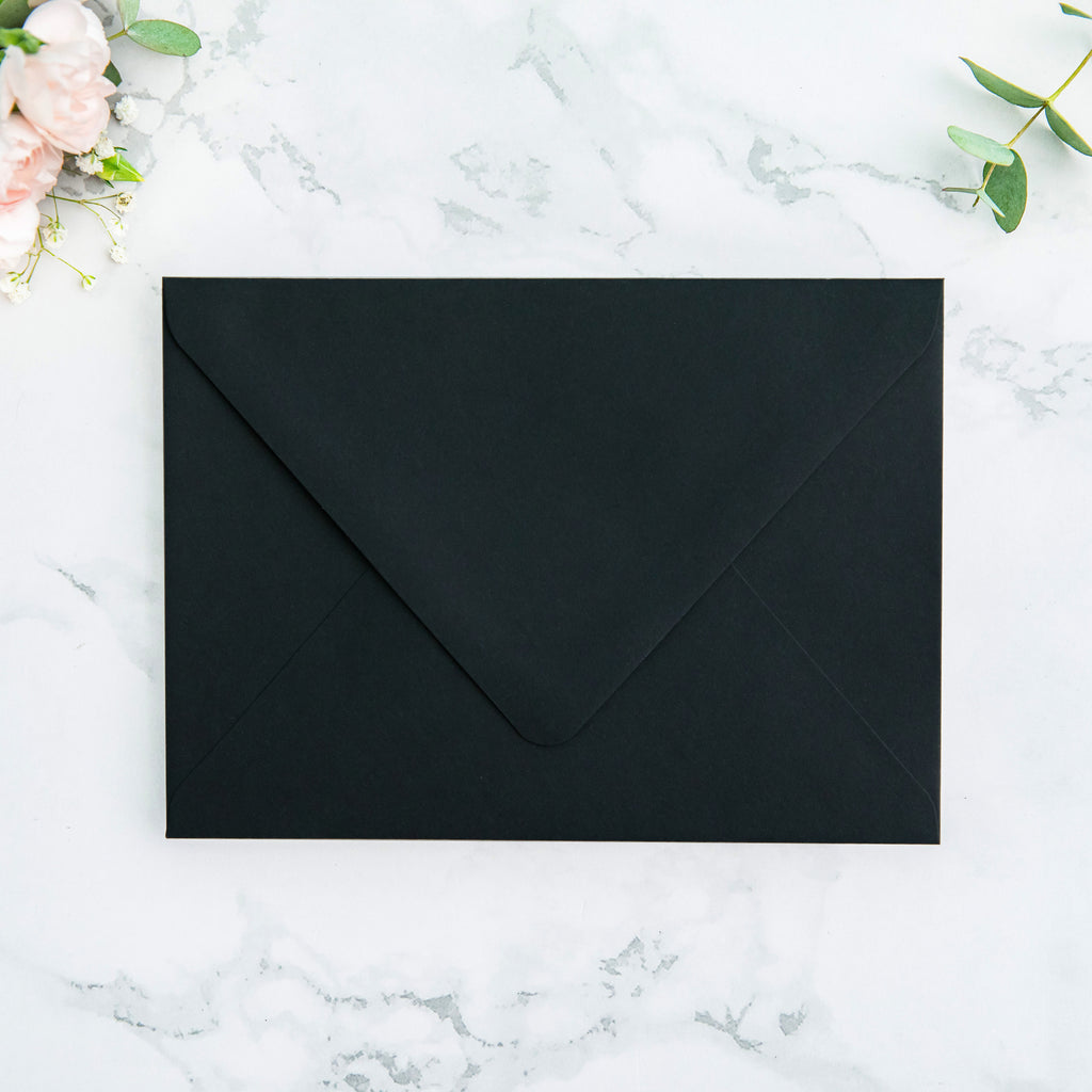PONATIA 50 Pieces Black Liner Euro Flap Envelopes for  Wedding Invitation Card
