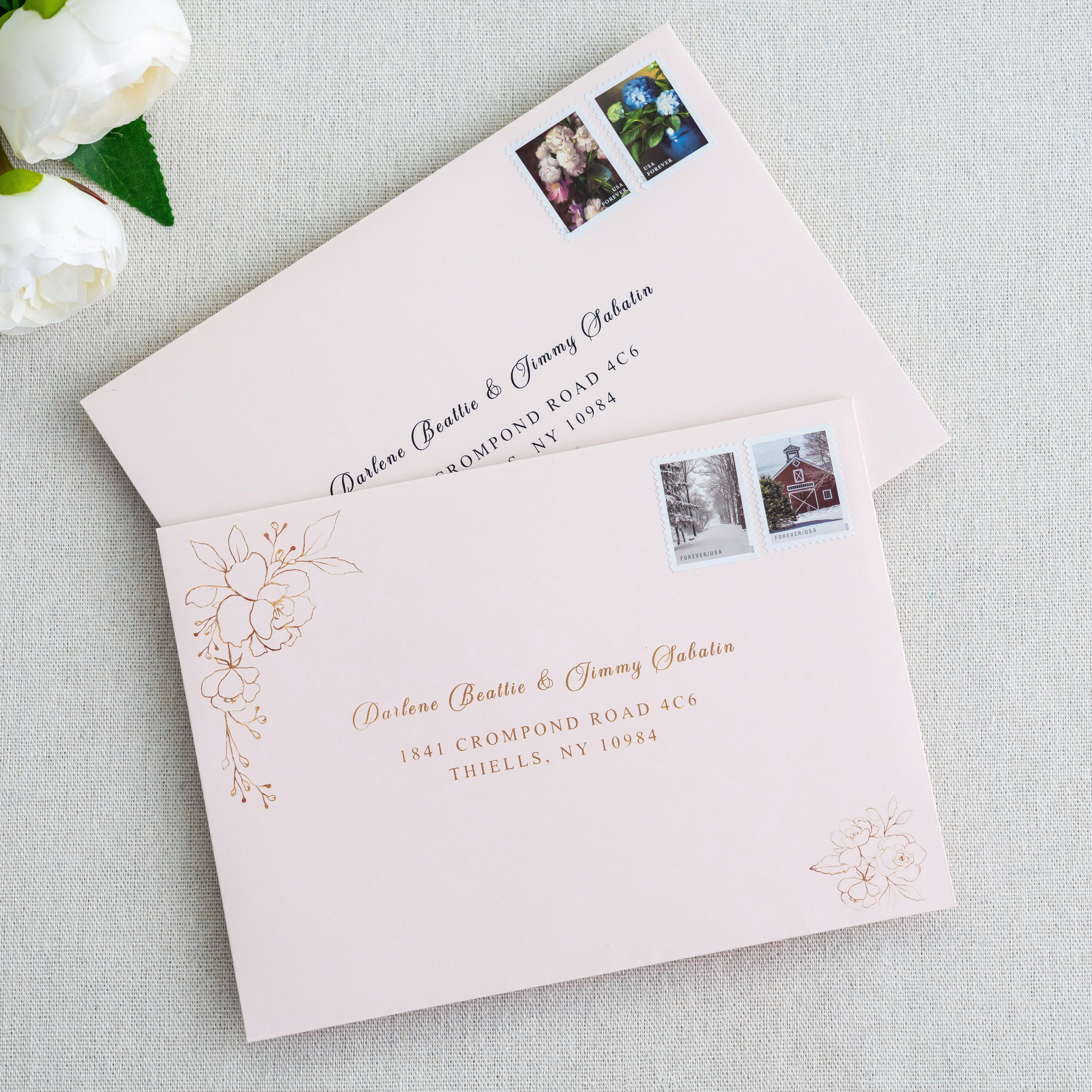 PONATIA 50 Pieces 5x7 Blush Pink Envelopes, A7 Envelopes Self Seal for Weddings, Invitation Cards