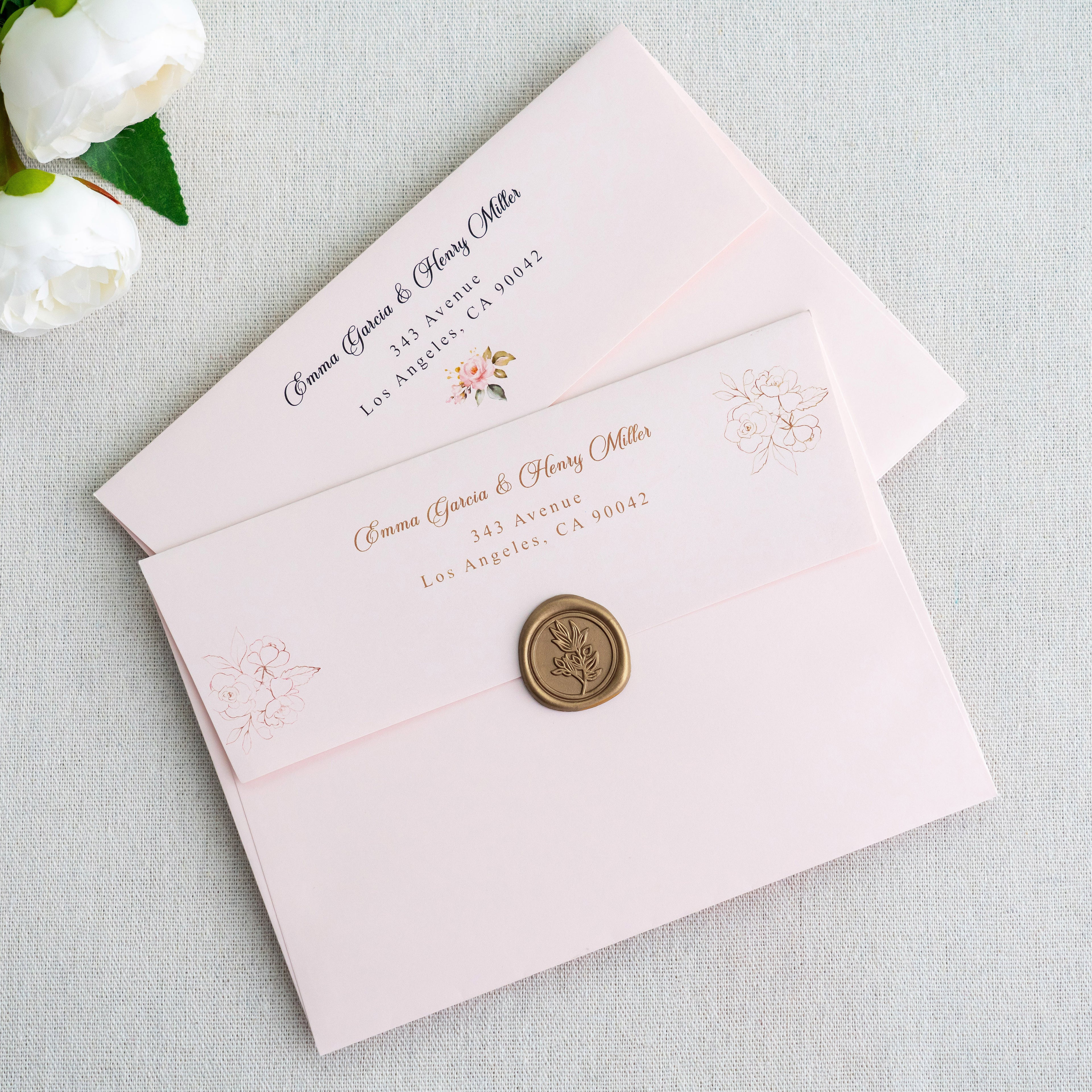 PONATIA 50 Pieces 5x7 Blush Pink Envelopes, A7 Envelopes Self Seal for Weddings, Invitation Cards