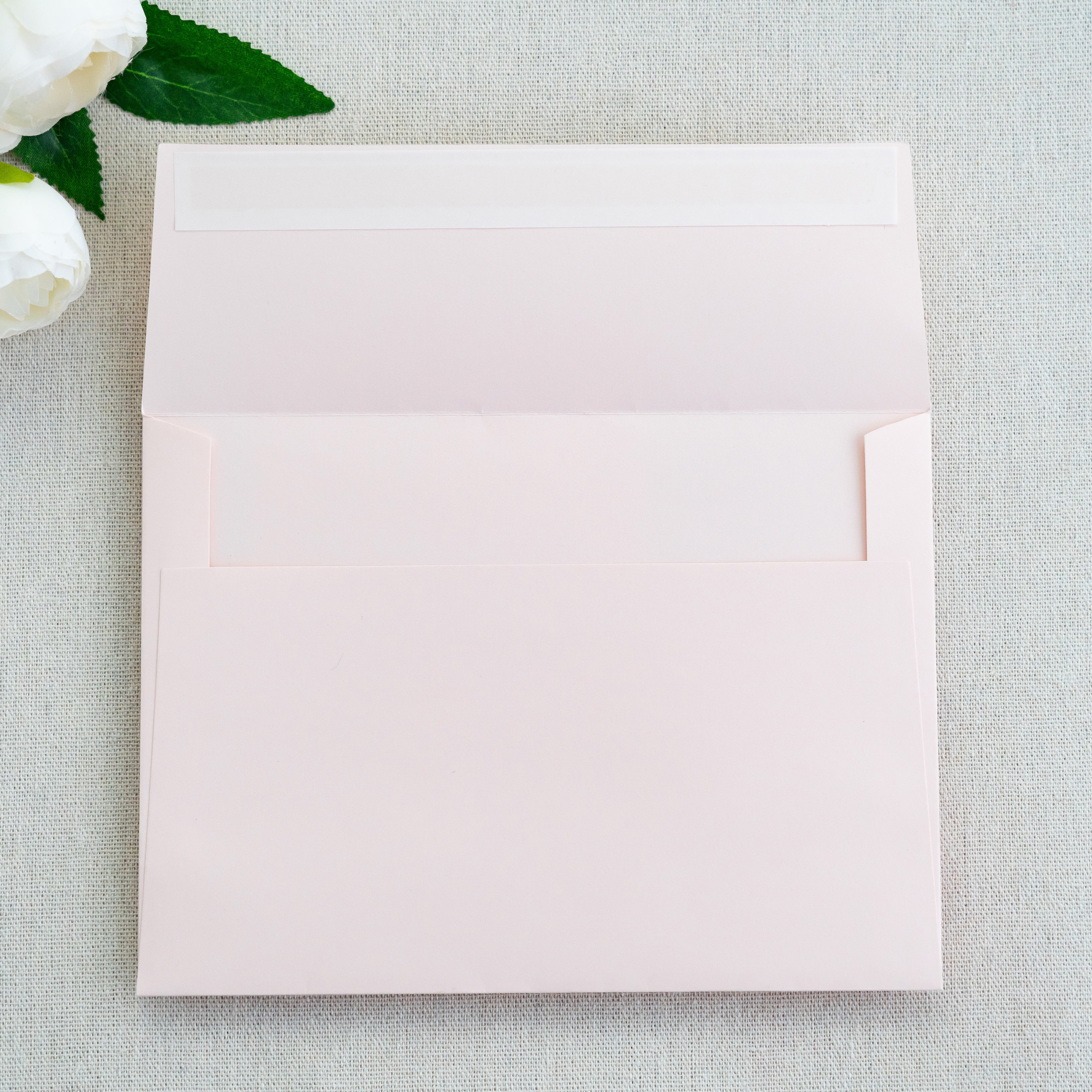 PONATIA 50 Pieces 5x7 Blush Pink Envelopes, A7 Envelopes Self Seal for Weddings, Invitation Cards