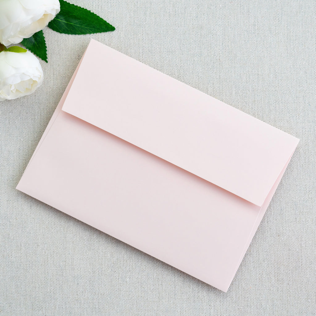 PONATIA 50 Pieces 5x7 Blush Pink Envelopes, A7 Envelopes Self Seal for Weddings, Invitation Cards