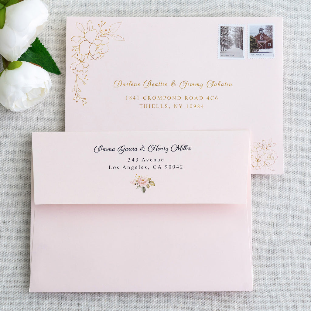 PONATIA 50 Pieces 5x7 Blush Pink Envelopes, A7 Envelopes Self Seal for Weddings, Invitation Cards