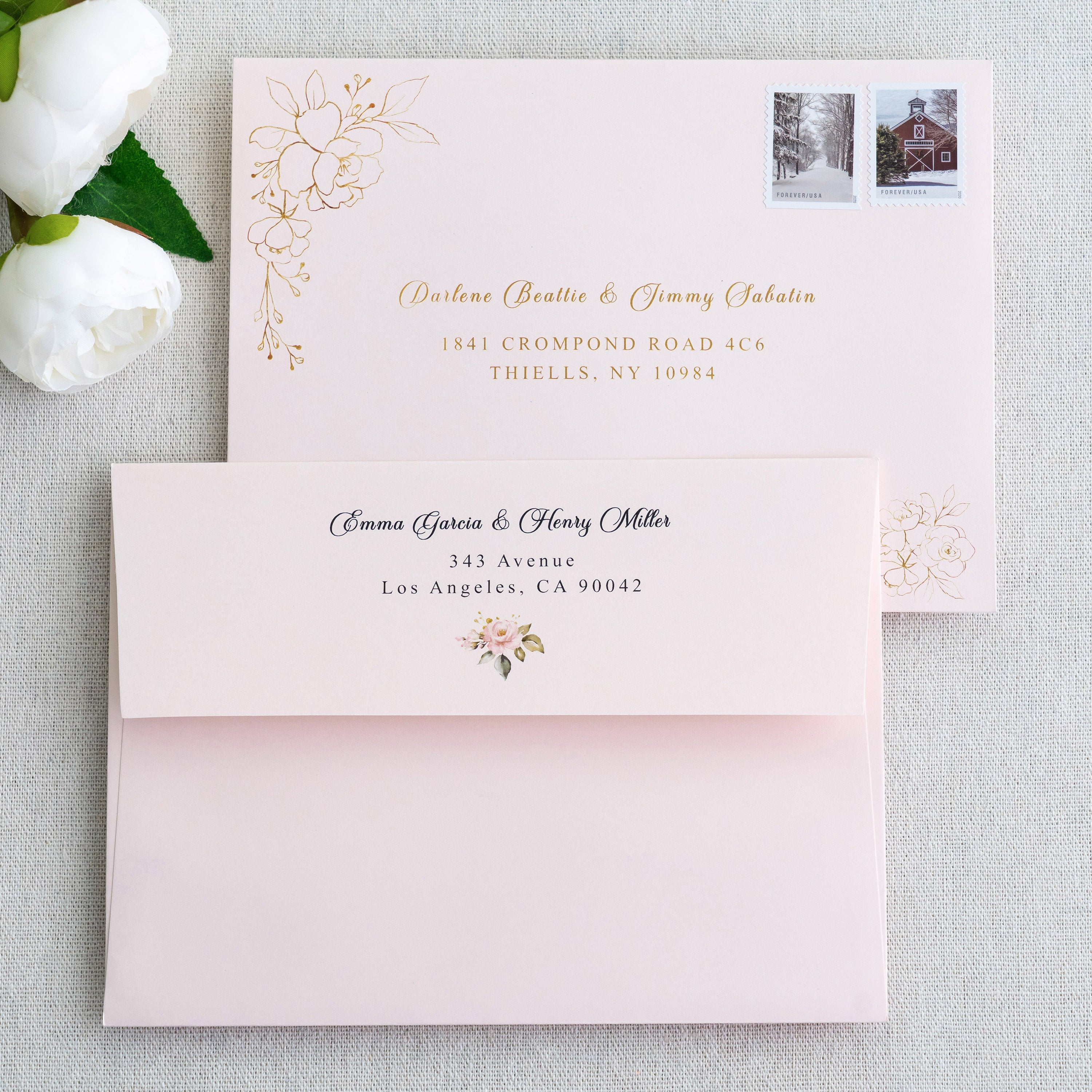 PONATIA 50 Pieces 5x7 Blush Pink Envelopes, A7 Envelopes Self Seal for Weddings, Invitation Cards