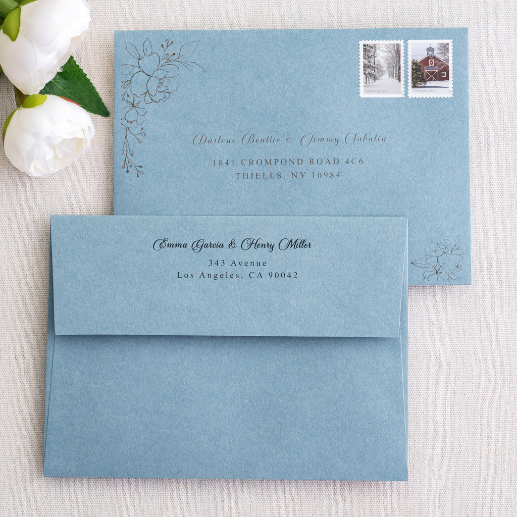 PONATIA 50 Pieces 5x7 Dusty Blue Envelopes, A7 Envelopes Self Seal for Weddings, Invitation Cards