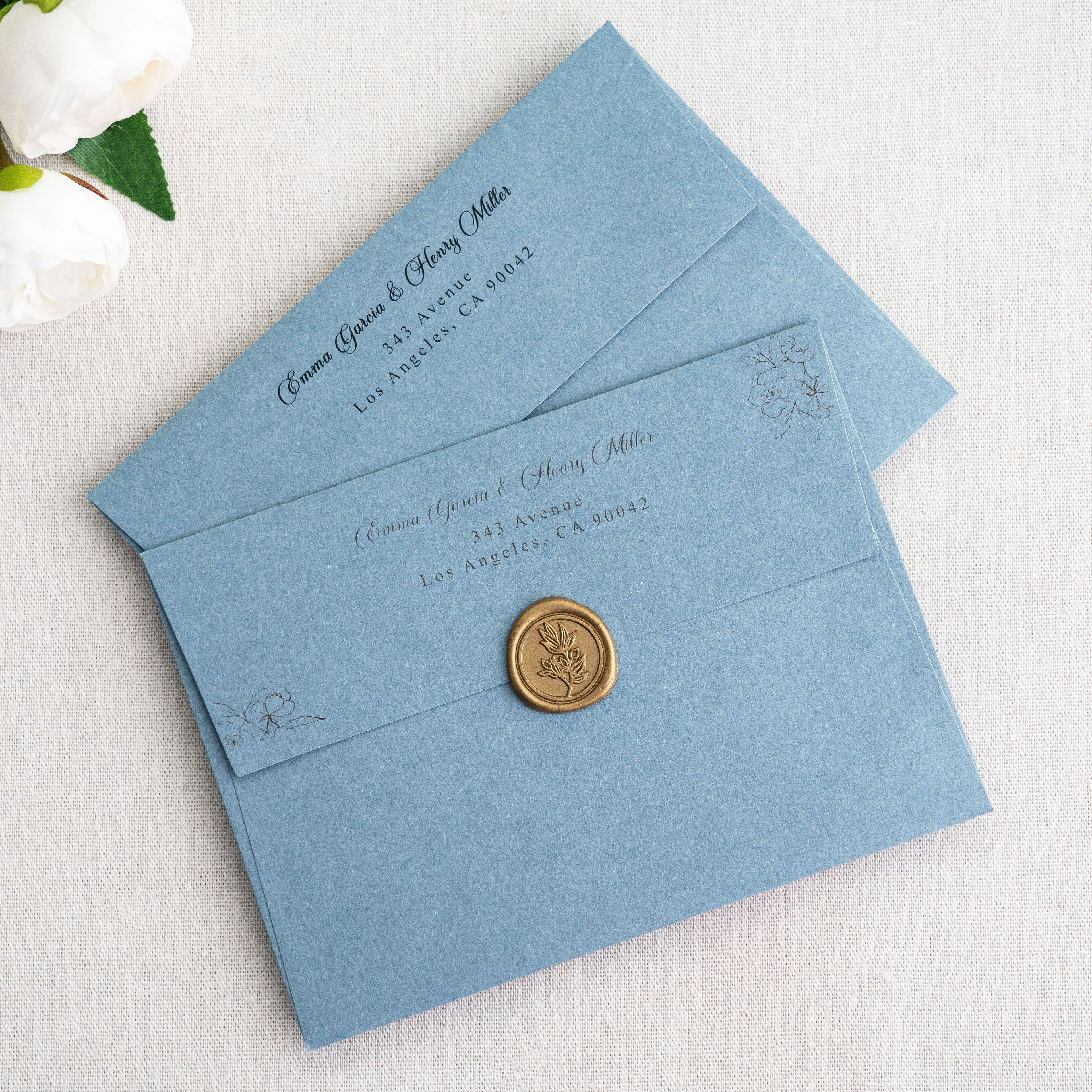 PONATIA 50 Pieces 5x7 Dusty Blue Envelopes, A7 Envelopes Self Seal for Weddings, Invitation Cards
