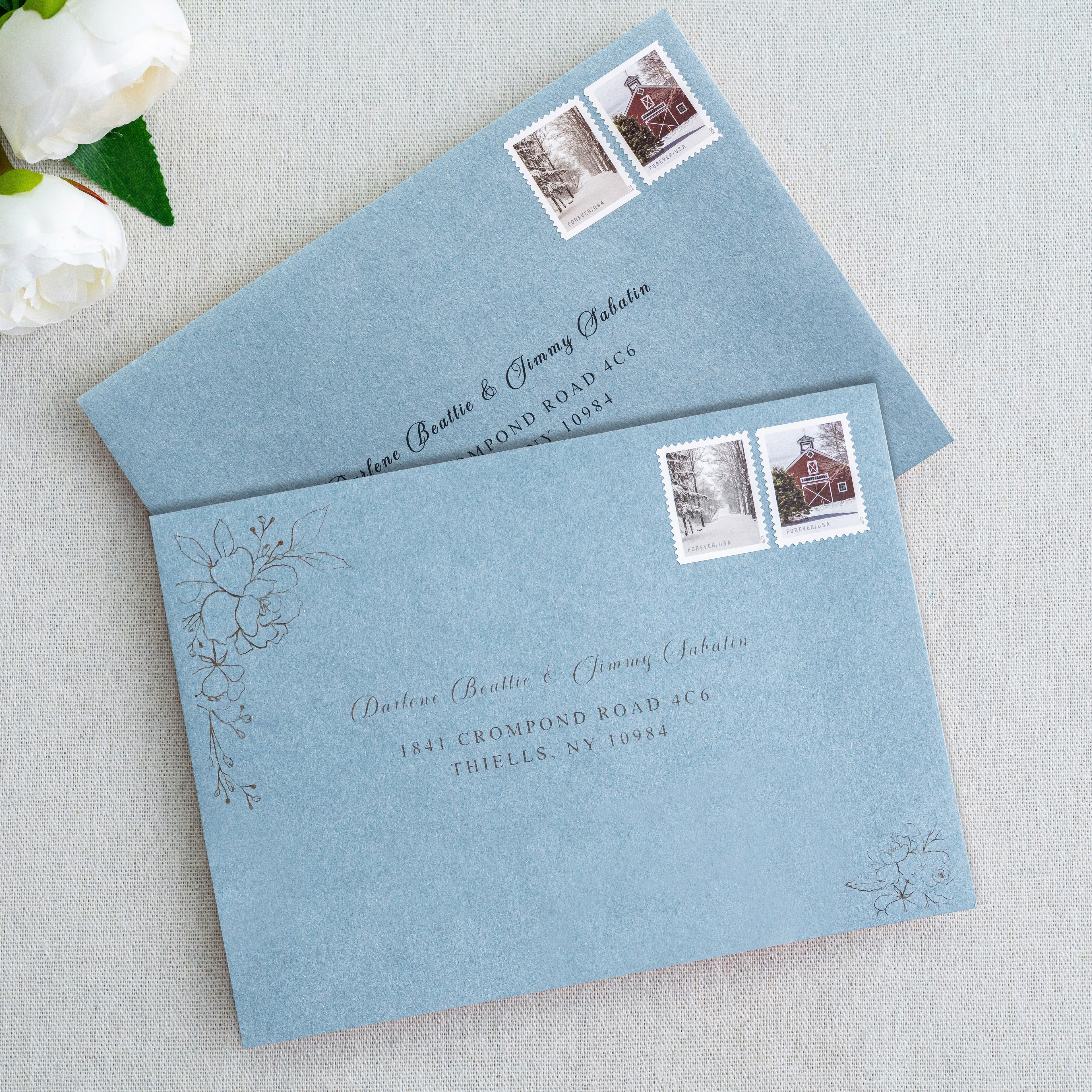 PONATIA 50 Pieces 5x7 Dusty Blue Envelopes, A7 Envelopes Self Seal for Weddings, Invitation Cards