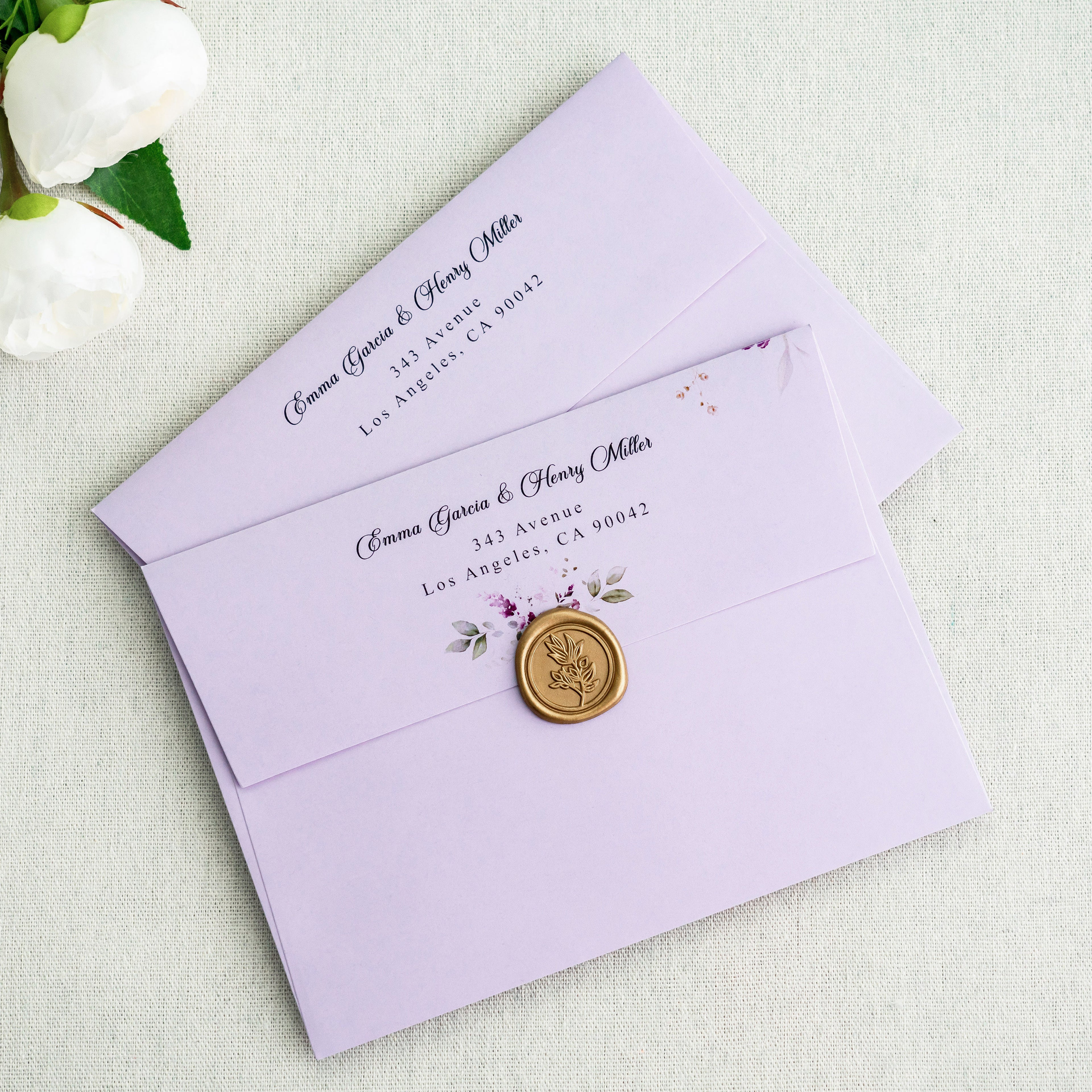 PONATIA 50 Pieces 5x7 Lilac Envelopes, A7 Envelopes Self Seal for Weddings, Invitation Cards