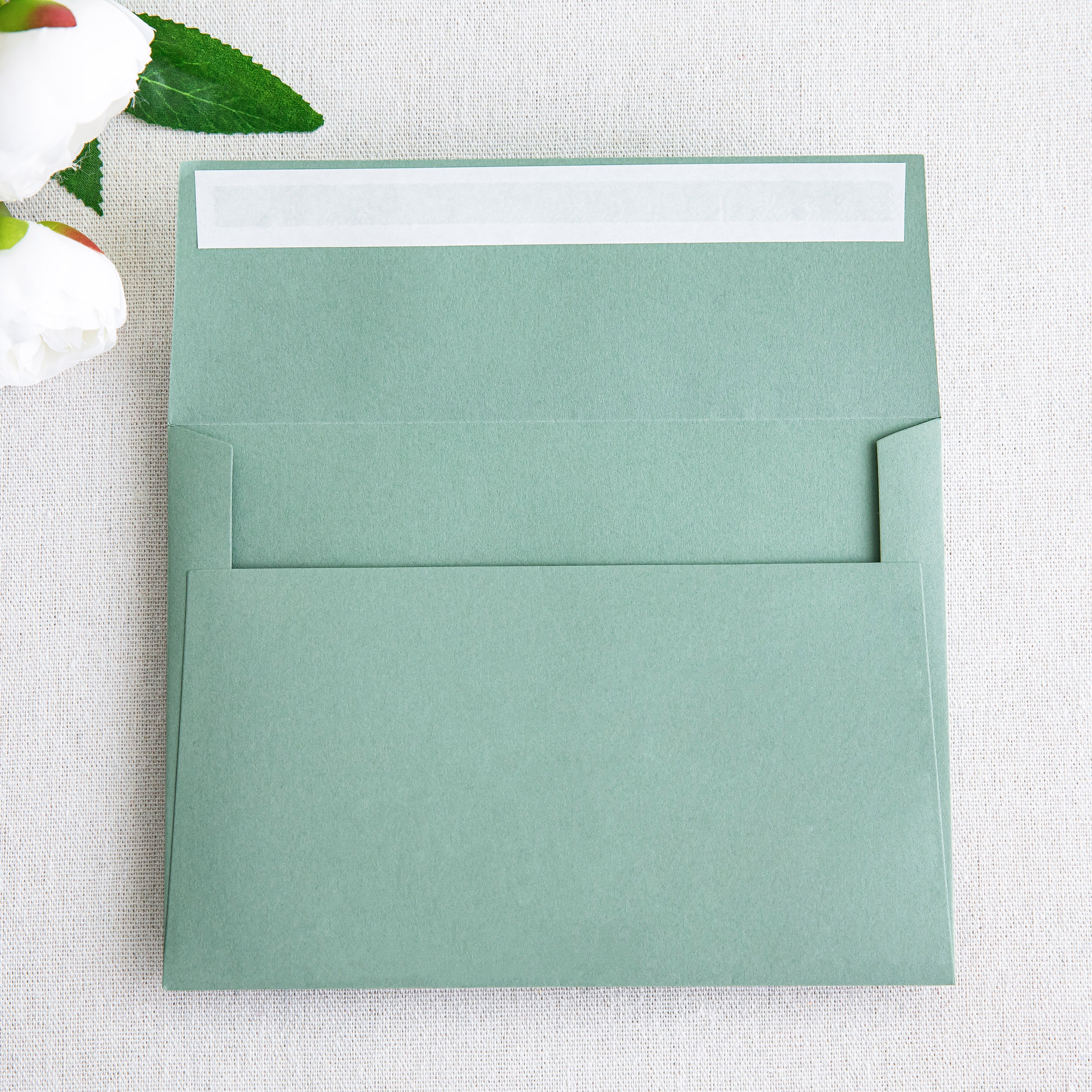 PONATIA 50 Pieces 5x7 Light Sage Green Envelopes, A7 Envelopes Self Seal for Weddings, Invitation Cards