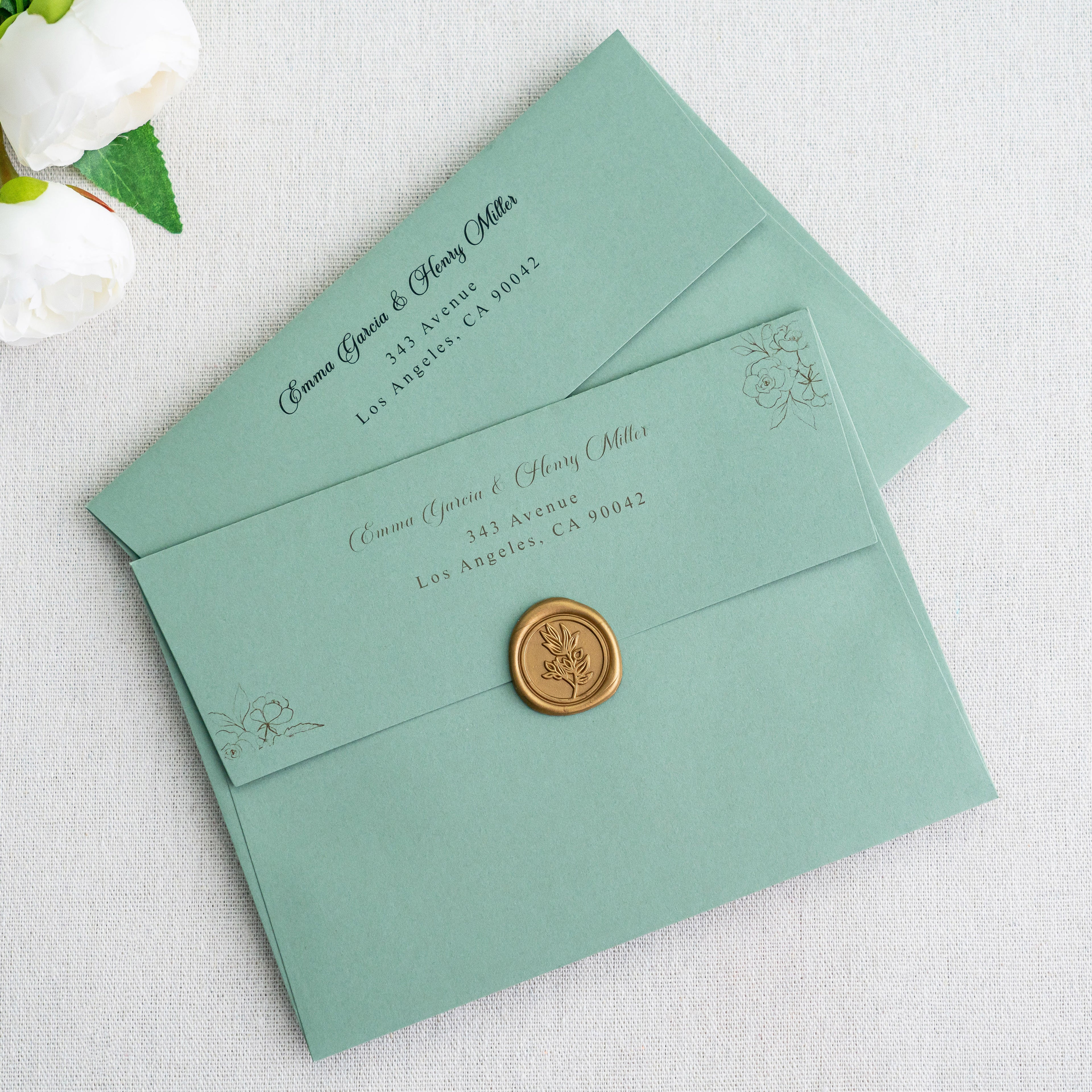 PONATIA 50 Pieces 5x7 Light Sage Green Envelopes, A7 Envelopes Self Seal for Weddings, Invitation Cards
