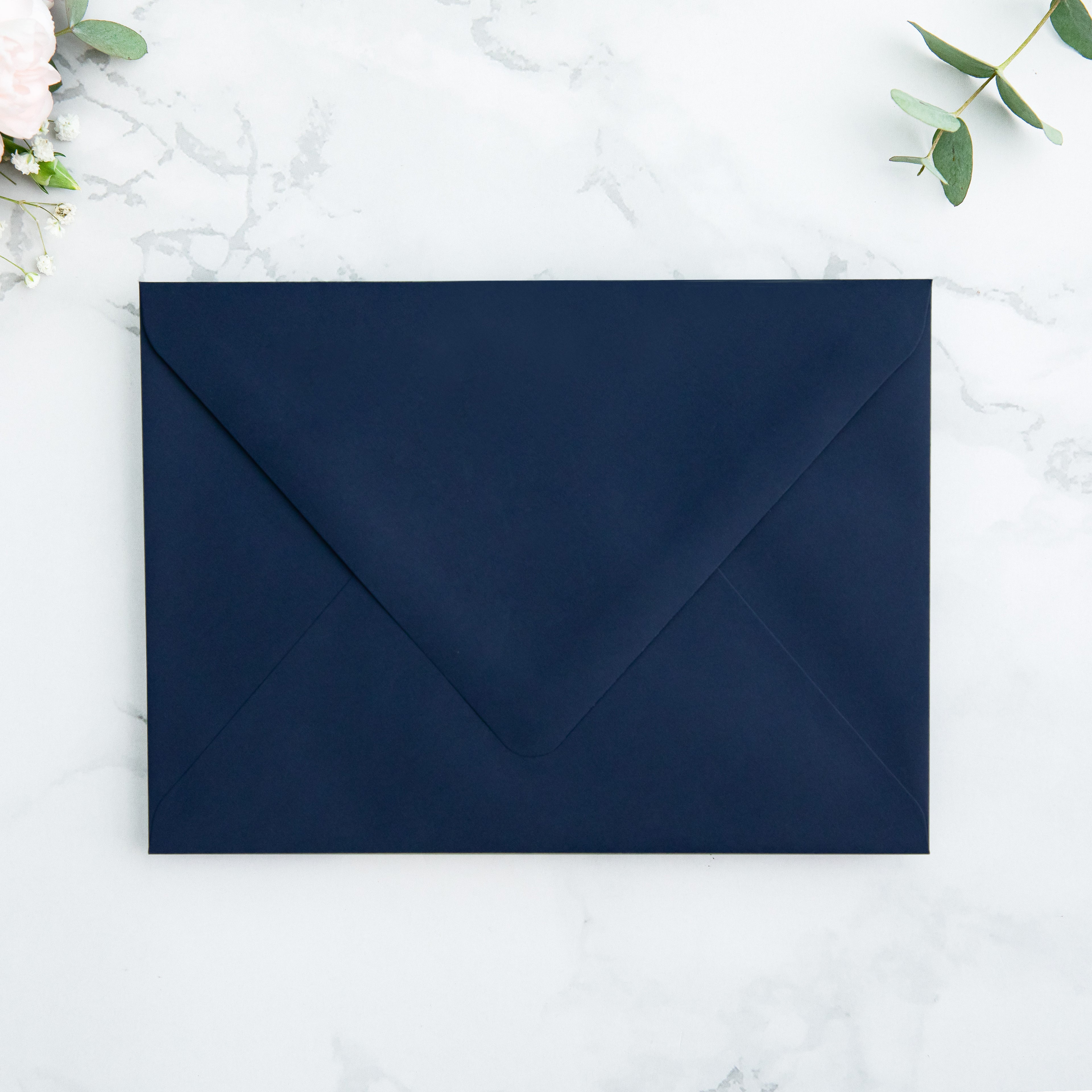 PONATIA 50 Pieces Navy Blue Floral Liner Euro Flap Envelopes for  Wedding Invitation Card