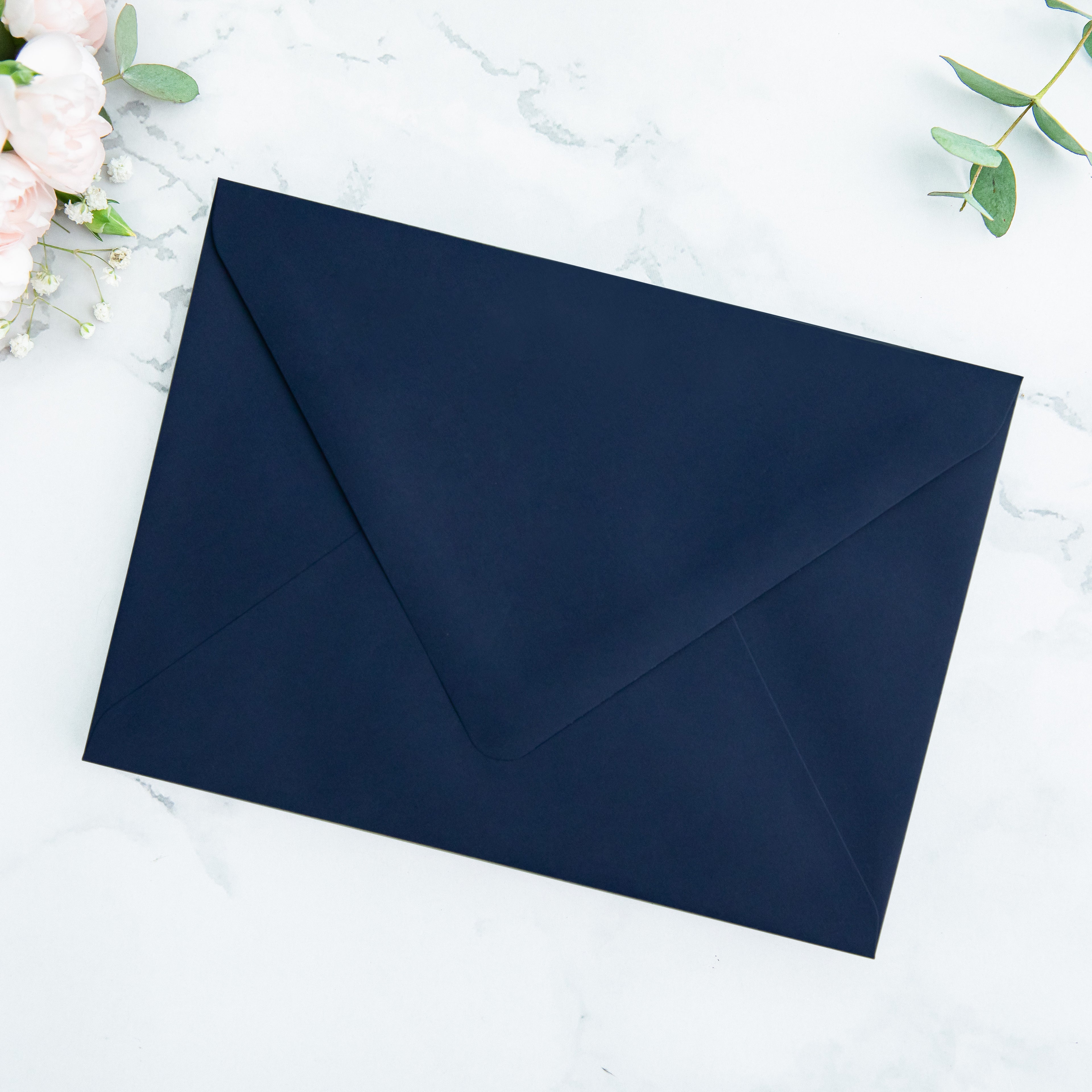 PONATIA 50 Pieces Navy Blue Floral Liner Euro Flap Envelopes for  Wedding Invitation Card